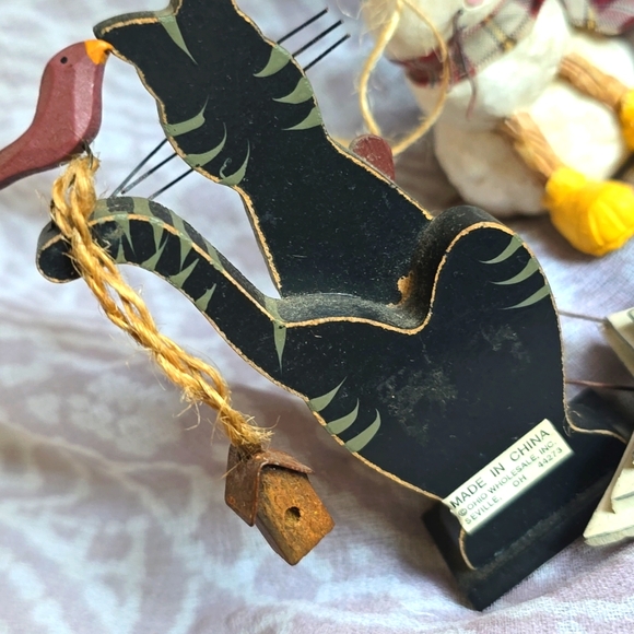 PRIMITIVE Rustic Cat Decor Fall Holiday Ornaments Lot of 3 Star - Picture 3 of 7